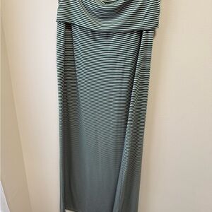 Kavu Black and White Striped Maxi Skirt